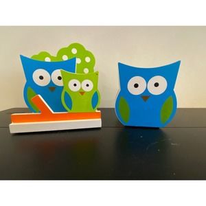 ADORABLE OWL FAMILY DESK SET, 2 Pieces